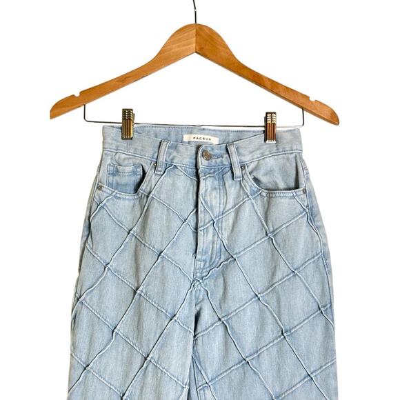 PacSun Women's High Waisted Pintuck Bootcut Leg Denim Jeans Size 24 Light Blue - Picture 4 of 10